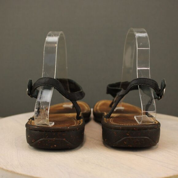 UGG Sefina Leather Thong Sandals Womens 8 Black Slingback - Picture 6 of 9
